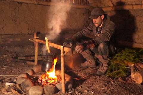 Escape to the Woods: Solo Overnight in Medieval House | Bearded Axe, Deer Skin Bed, Long Fire Pit