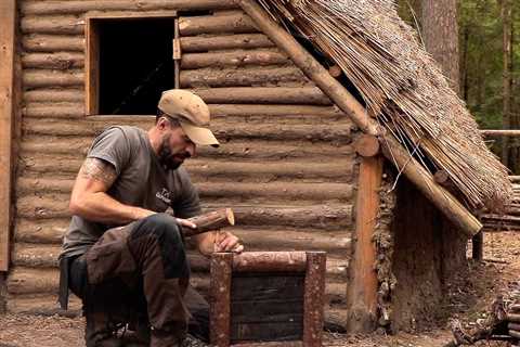 Making a Medieval Window Shutter with Wood Hinges at The Bushcraft Camp (PART 15)