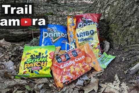 Halloween Candy Left in the Woods [TRAIL CAMERA] Things Get Scary!!!