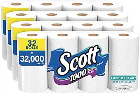 Scott Trusted Clean Toilet Paper, 32 Rolls (8 Count – Pack of 4), 1,000 Sheets Per Roll,..