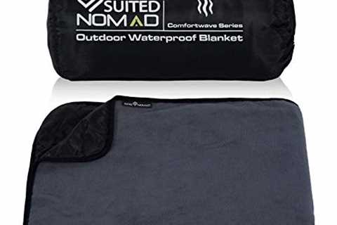 SUITEDNOMAD XL Waterproof Windproof Thick Fleece Outdoor and Stadium Blanket, Compact Warm Double..