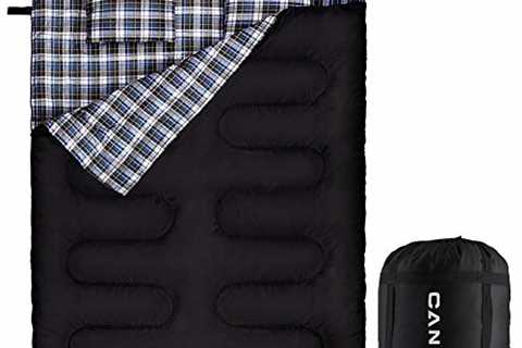 Canway Double Sleeping Bag, Flannel Lightweight Waterproof 2 Person Sleeping Bag with 2 Pillows for ..