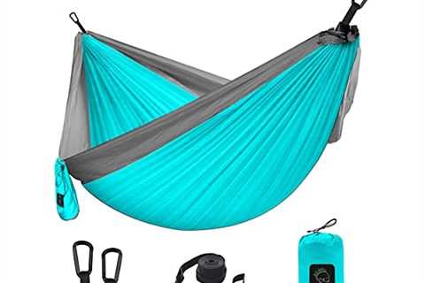 Camping Hammock Double & Single Portable Hammock with Tree Straps, Lightweight Nylon Parachute..