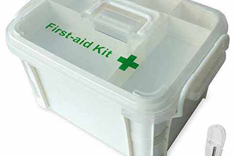 Portable handled medicine first aid box plastic medicine basic organizer holder. Family small..