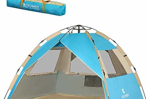 G4Free Deluxe XL Pop Up Beach Tent, 3-4 Persons Easy Setup Sun Shelter Canopy with UPF 50+ UV..