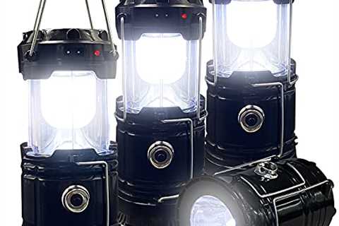 Collapsible Portable LED Camping Lantern XTAUTO Lightweight Waterproof Solar USB Rechargeable LED..