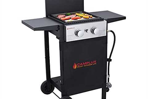Camplux Flat Top Gas Grill, 22,000 BTU Barbecue Grill, Propane Griddle Grill Combo, 2 Burner..