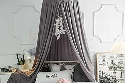 VETHIN Bed Canopy for Girls Kids,Princess Round Dome Children Dreamy Mosquito Net Bedding Girls..