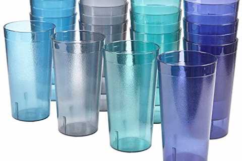 US Acrylic Cafe Plastic Reusable Tumblers (Set of 16) 20-ounce Water Cups Coastal Colors |..