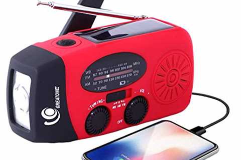 GREATONE Weather Radio Emergency Hand Crank Self Powered AM/FM NOAA Solar Portable Camping Weather..